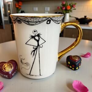 Nightmare Before Christmas Jack Skellington Mug Gold Handle Halloween Cup NWT